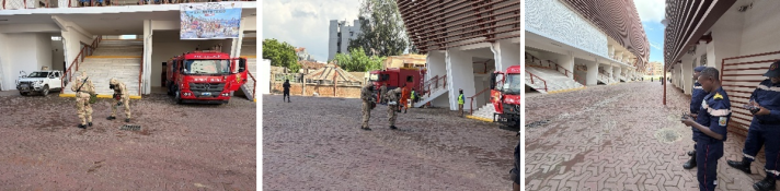 Specialist CBRN and drone pilot teams practicing security incidents during the exercise.